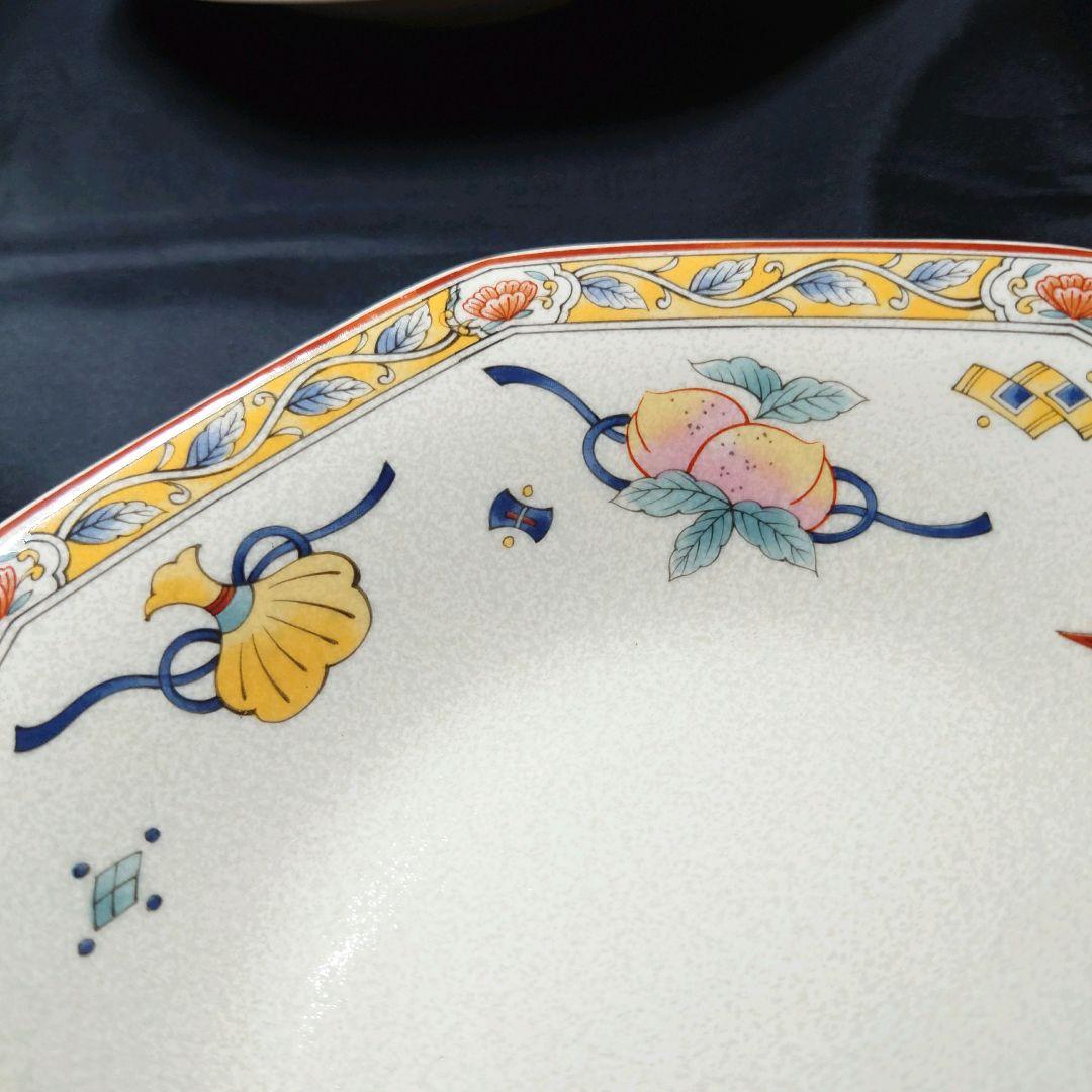 龍峰　八角皿　2種　10枚　山水 新品 未使用 龍峰窯 金七宝菓子鉢 八角鉢 八角皿 大鉢 金彩古