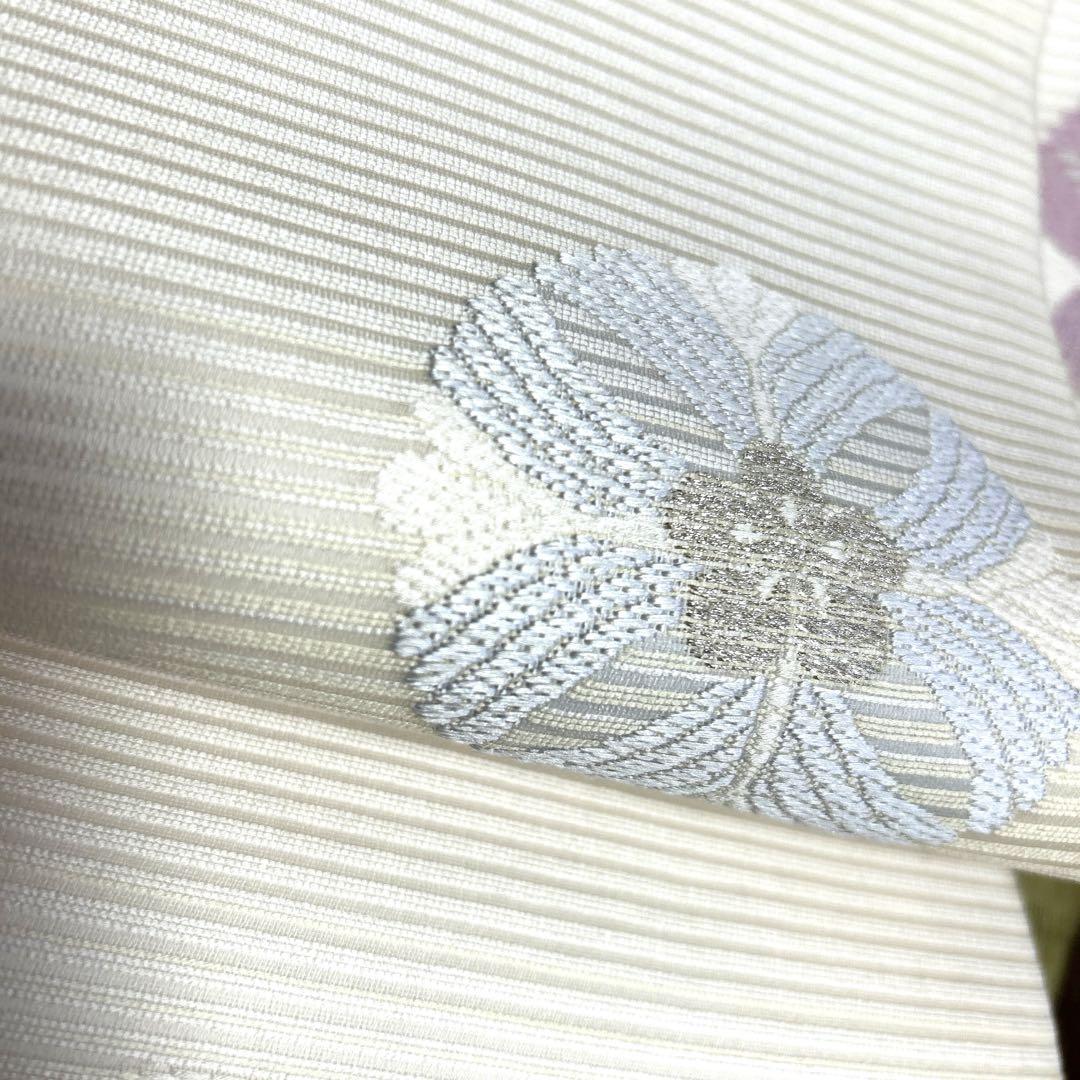 新品未使用品　西陣織【佐々木染織物】正絹　夏の絽の名古屋帯《生成り　刺繍　花》