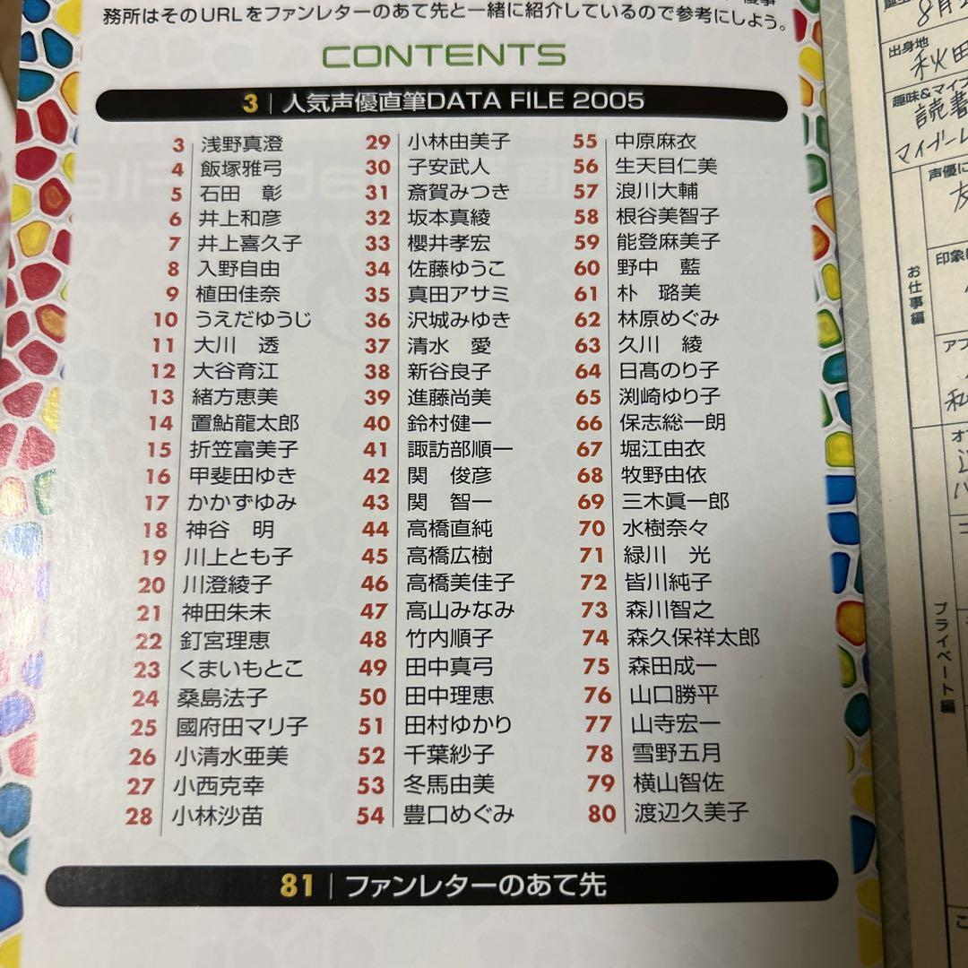 【非売品】人気声優　直筆　DATAFILE 人気声優直筆データファイル2001 - メルカリ