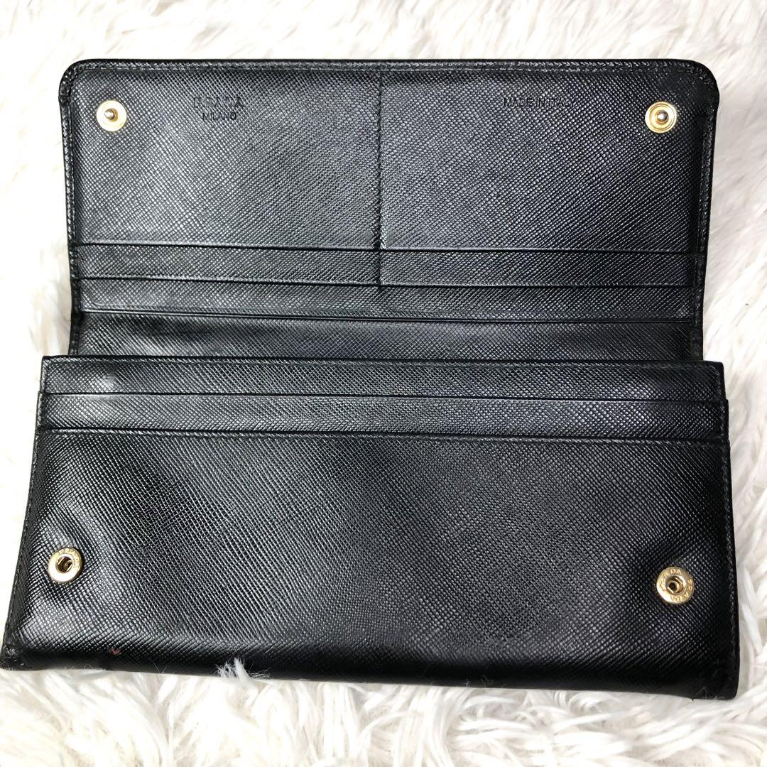 【PRADA✨】ブラック フラップ長財布 サフィアーノレザー ゴールドロゴ