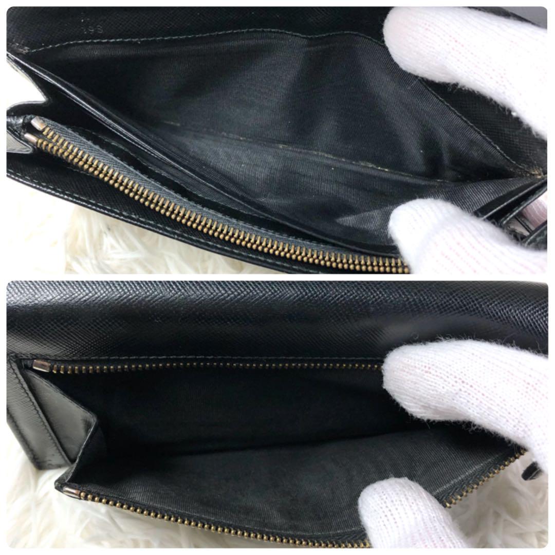 【PRADA✨】ブラック フラップ長財布 サフィアーノレザー ゴールドロゴ