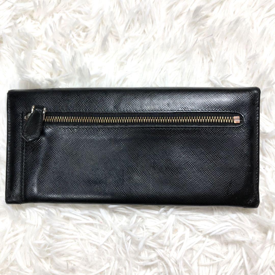 【PRADA✨】ブラック フラップ長財布 サフィアーノレザー ゴールドロゴ