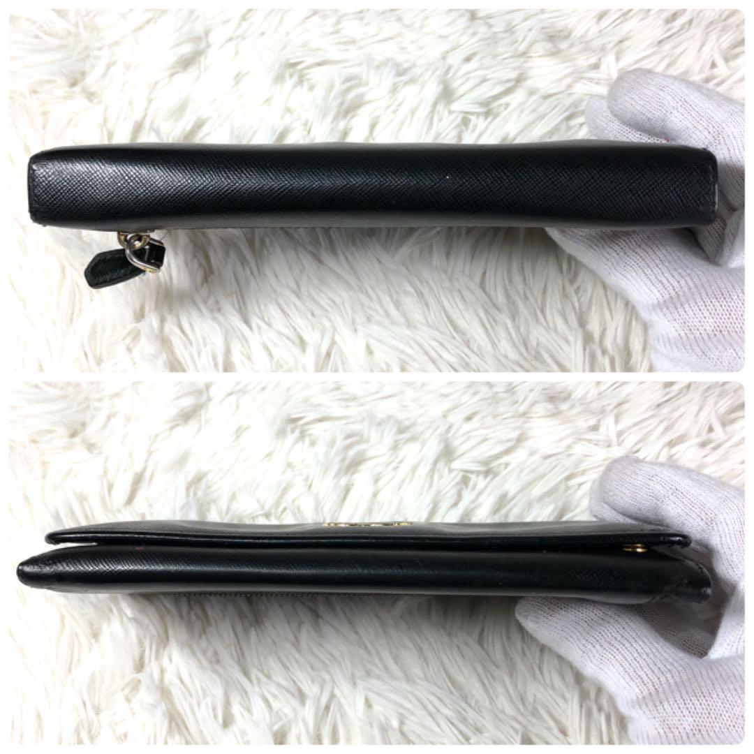 【PRADA✨】ブラック フラップ長財布 サフィアーノレザー ゴールドロゴ