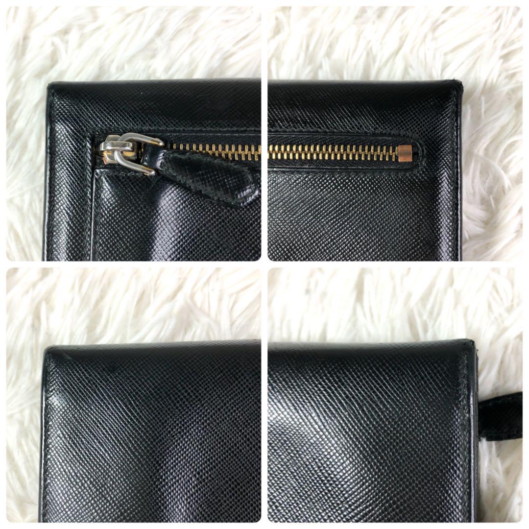 【PRADA✨】ブラック フラップ長財布 サフィアーノレザー ゴールドロゴ