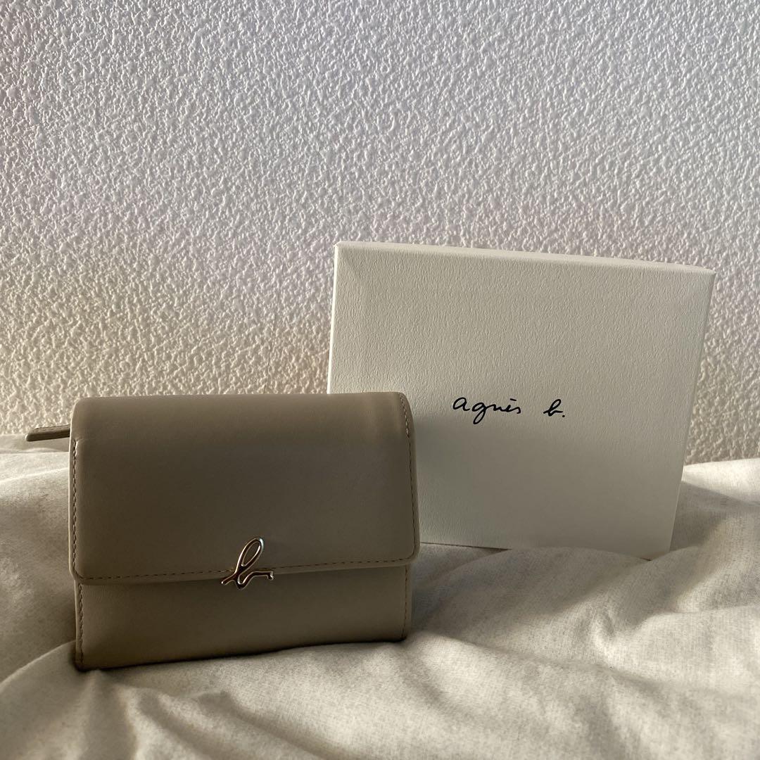 新品　agnès b. グレージュ 三つ折り財布