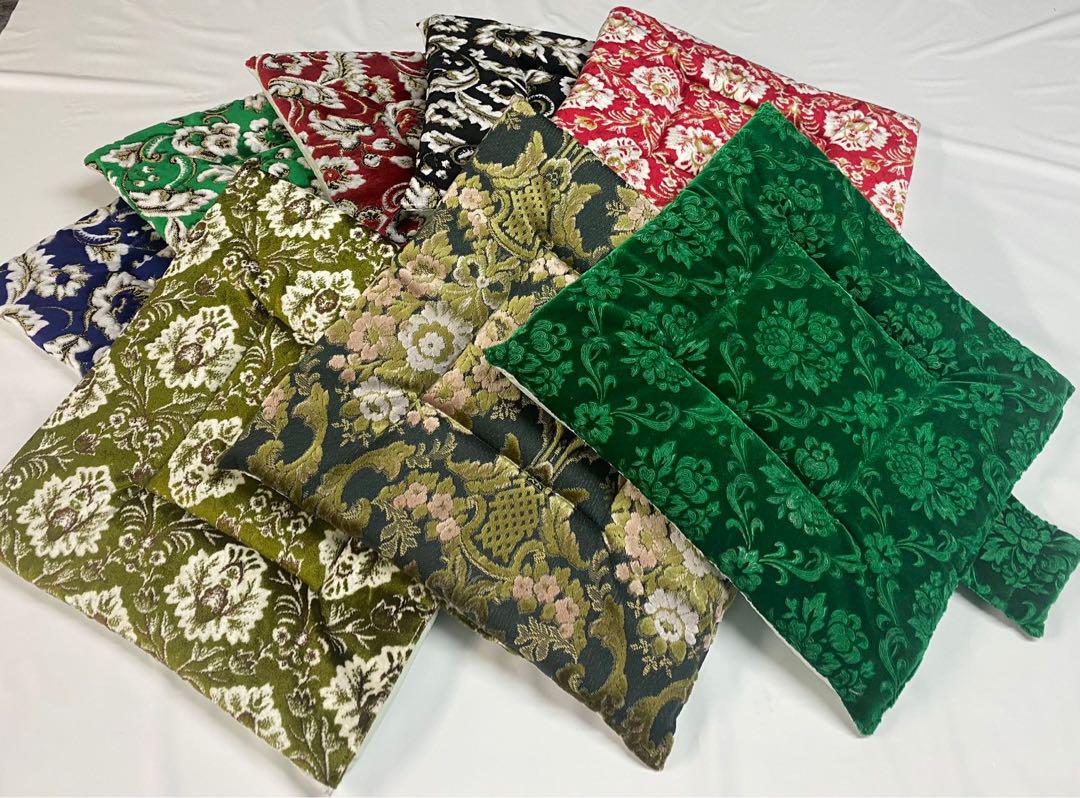【国産新品】金華山　新格子グリーン　座布団(シートクッション) 2枚