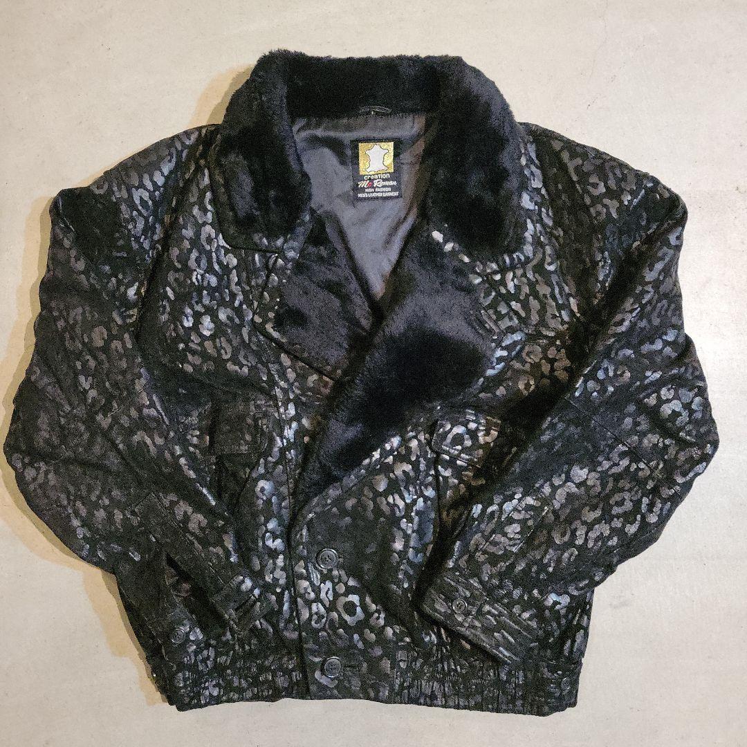 80₋90s leopard leather jacket レオパード柄