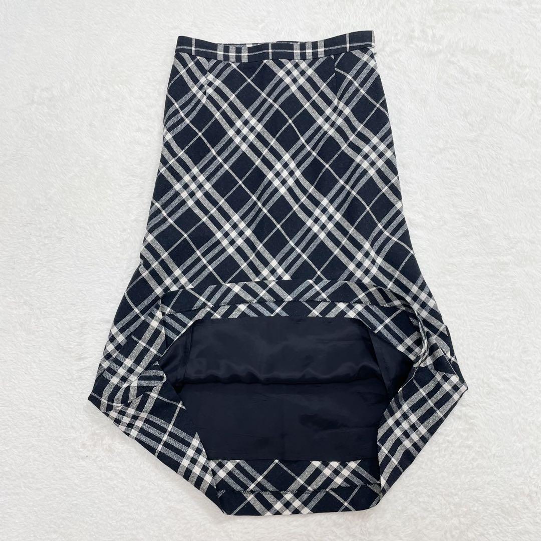 BURBERRYバーバリーノバチェック絹 麻混ロングフレアスカート Aライン38 BURBERRYバーバリーノバチェック絹 麻混ロングフレアスカート A