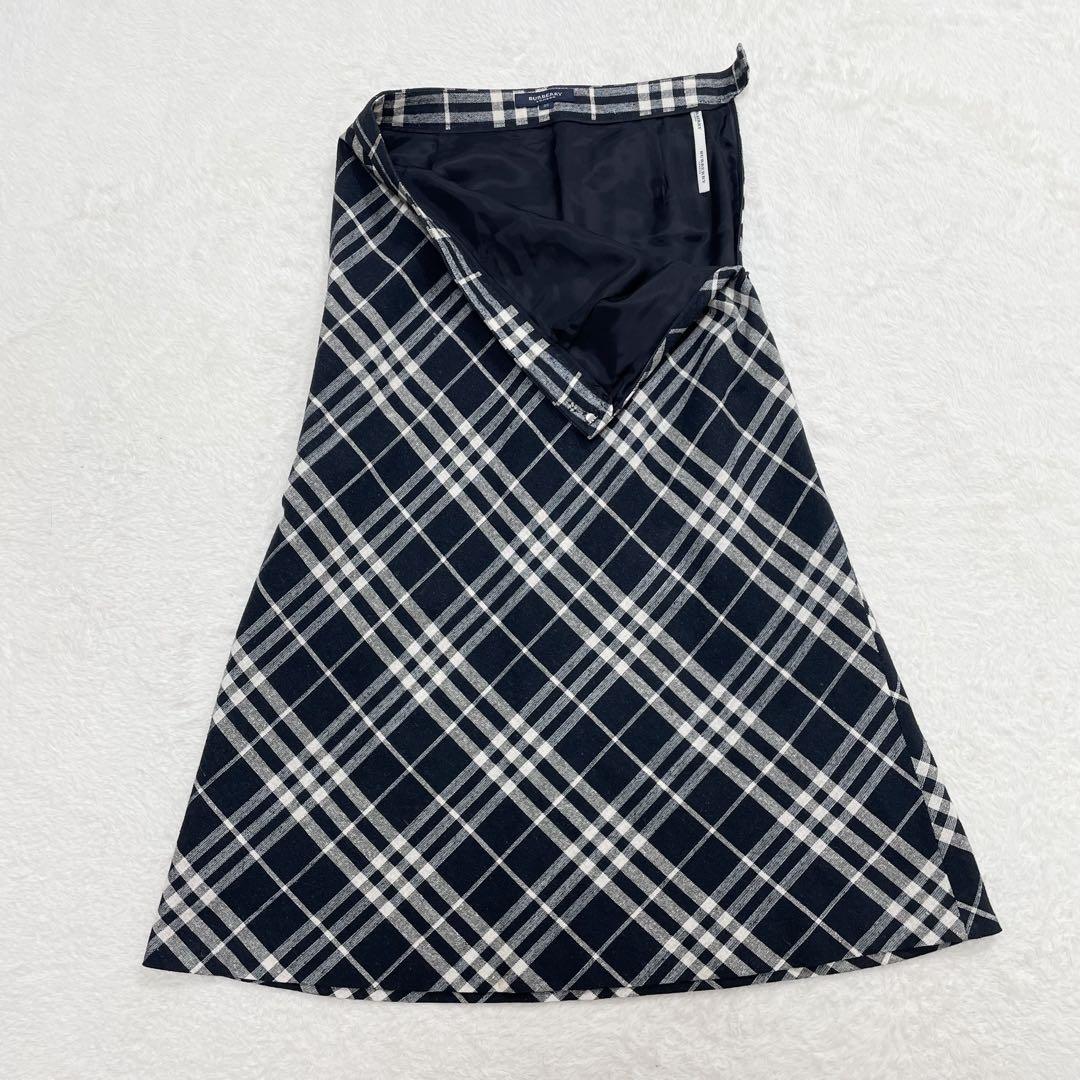 バーバリーロンドン ノバチェック シルク混 フレアスカート 大きいサイズ 48 Burberry バーバリー ロンドン シルク混フレアスカートノバ