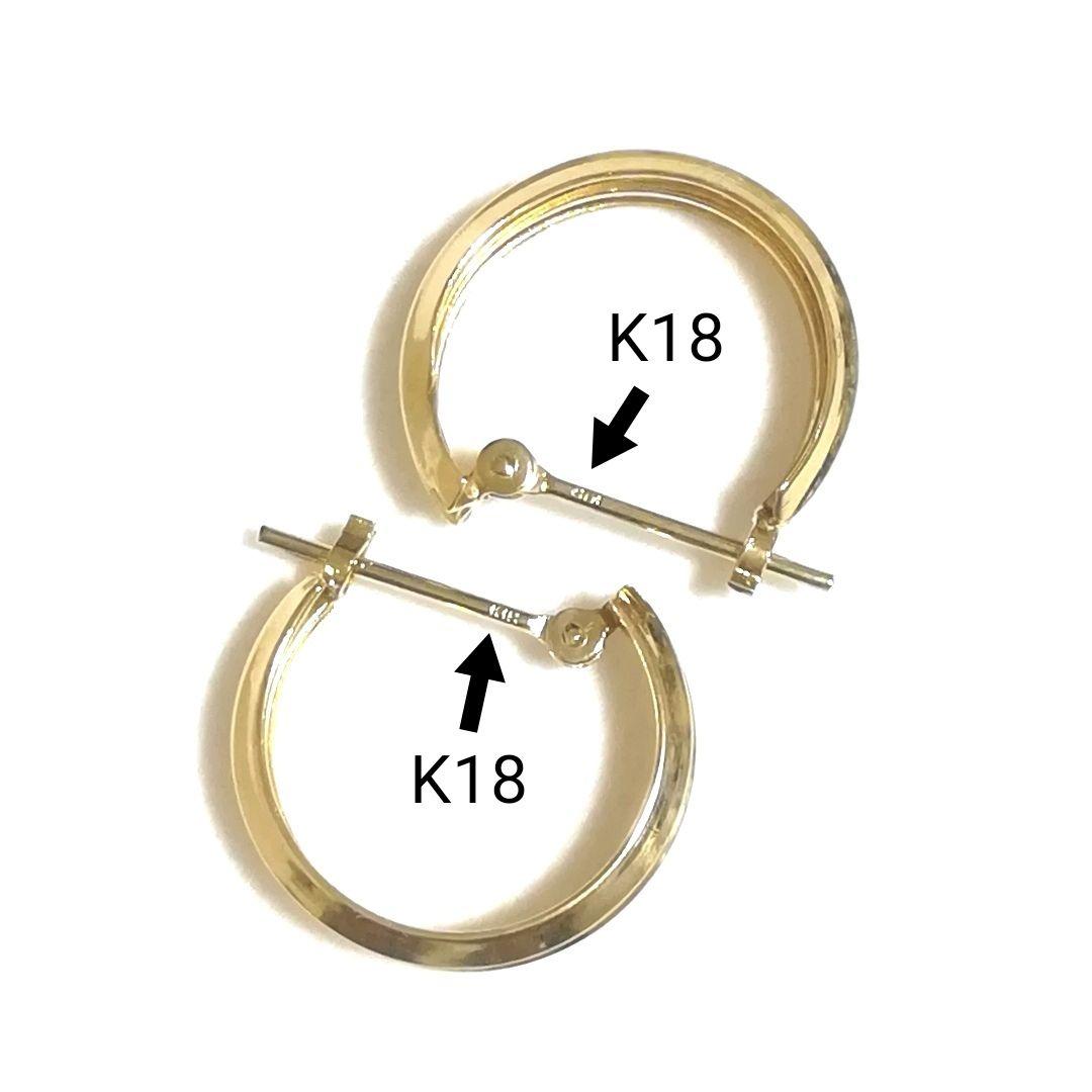 (美品) K18ゴールドフープピアス