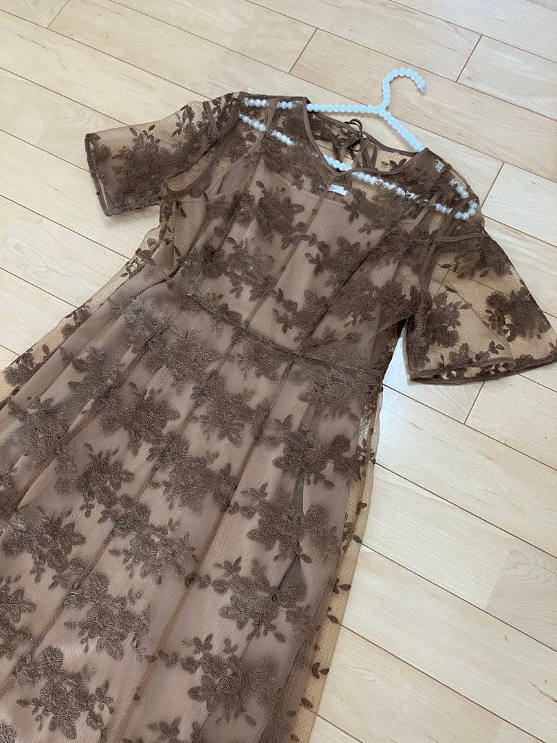 LEJA 花柄後ろリボン半袖キャミワンピースセットアップドレス　L