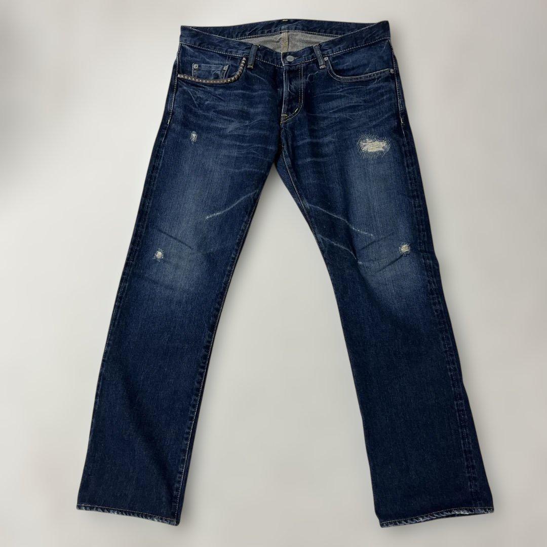 【希少美品】 ヒステリックグラマー ダメージジーンズ スタッズ  L33 W34 ヒステリックグラマー(HYSTERIC GLAMOUR)|スタッズデニム