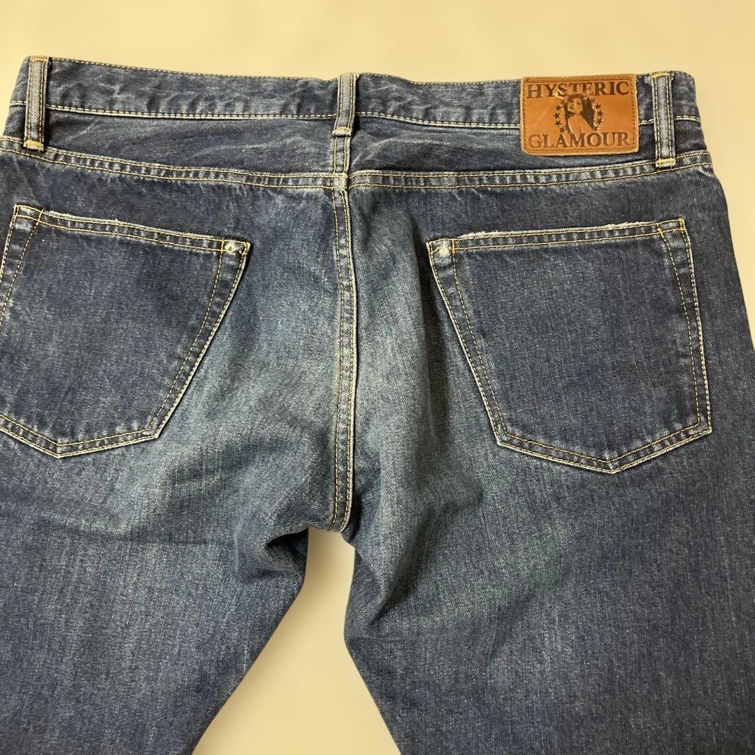 美品　ダメージ加工　ピラミッドスタッズ　デニム　ストレート　ヒステリックグラマー