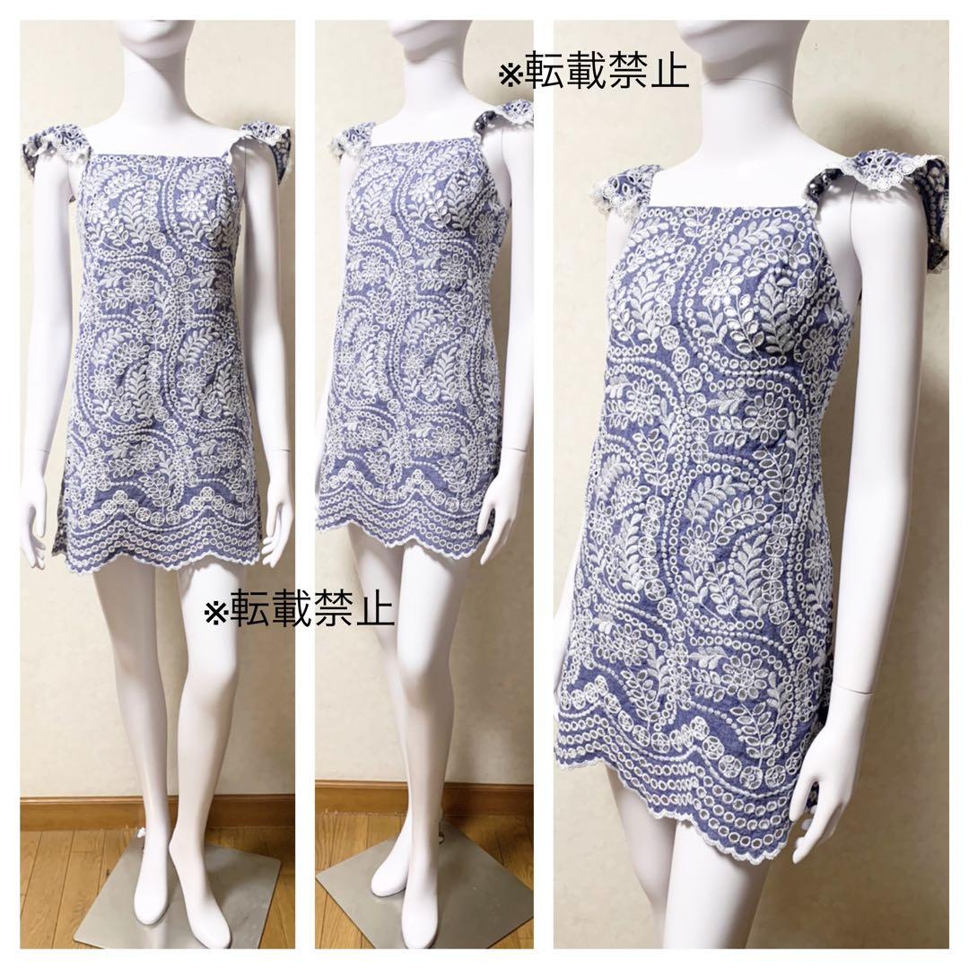 新品同様alice+oliviaアイレット刺繍 スカラップラッフル ワンピース 新品同様alice+oliviaアイレット刺繍 スカラップラッフル