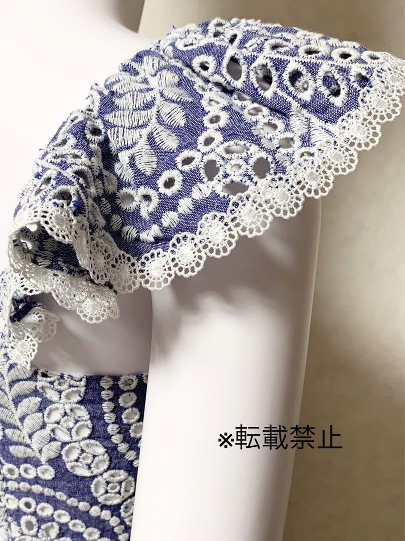 新品同様alice+oliviaアイレット刺繍 スカラップラッフル ワンピース 新品同様alice+oliviaアイレット刺繍 スカラップラッフル