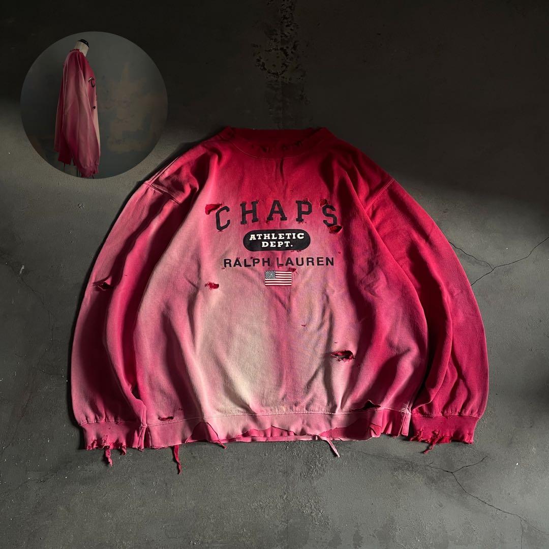 90 s RalphLauren fade broken 襤褸 sweatXL LL CHAPS