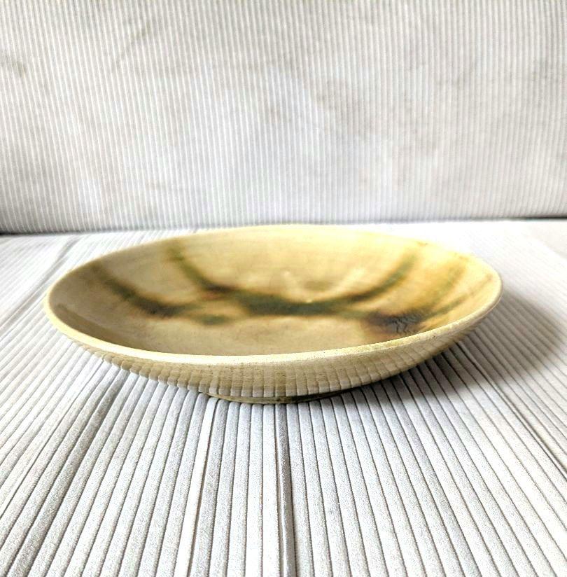 No4080 瀬戸　織部釉　石皿　直径37cm 美濃焼　黄瀬戸　飾皿　送料無料 No4080 瀬戸織部釉石皿直径37cm 美濃焼黄瀬戸飾皿送料無料