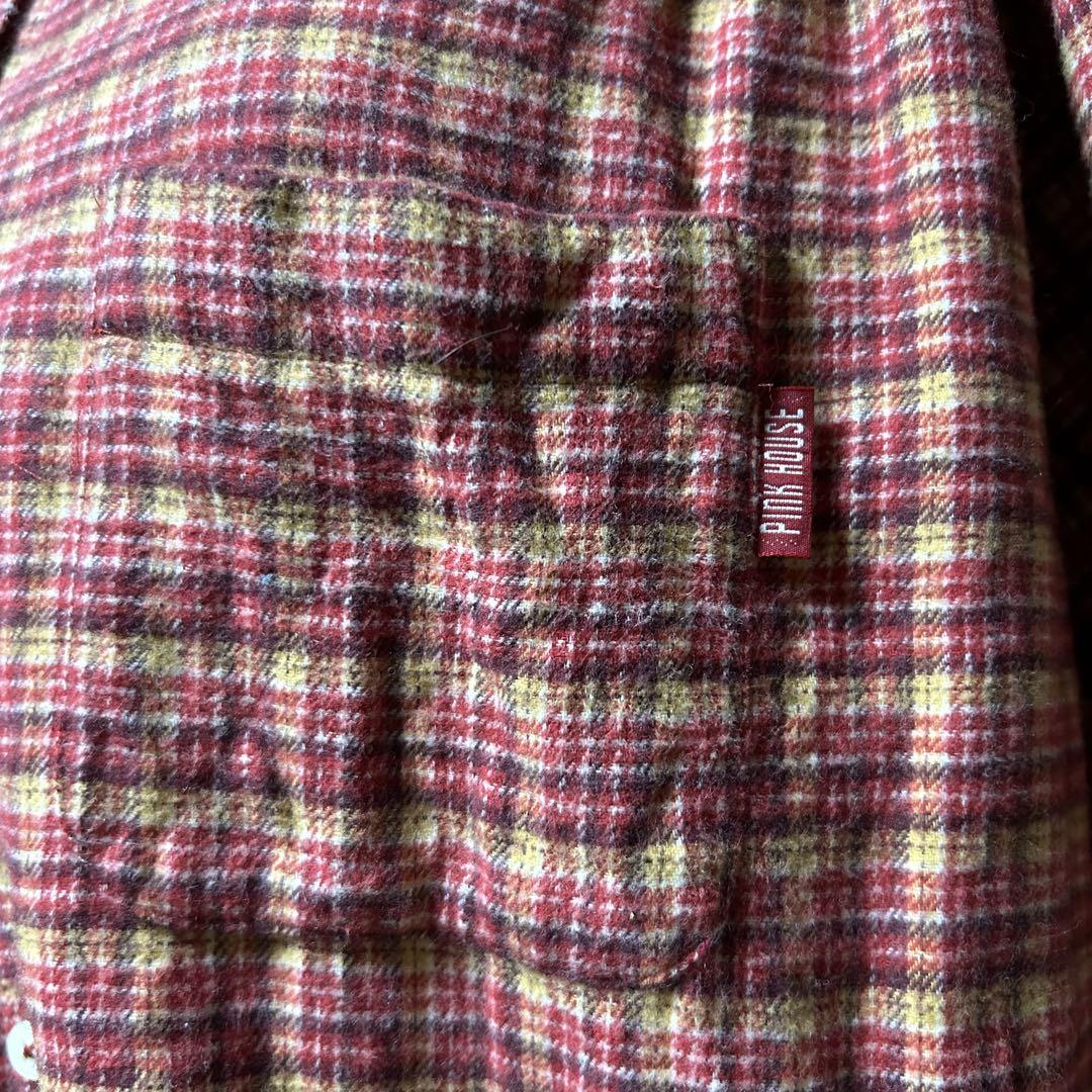 美品 PinkHouse ピンクハウス リブ フリル ネルシャツ 赤 Mサイズ 美品 PinkHouse ピンクハウス リブ フリル ネルシャツ 赤 M