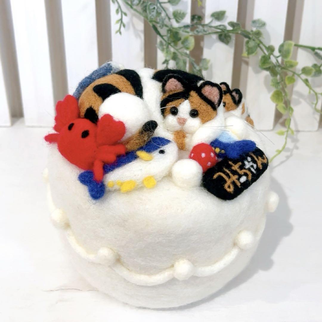 羊毛フェルト【inuinuページ♬】 ガーランド×3 ＆イチゴ三毛猫さん❀ 楽天市場】三毛猫 フェルトの通販