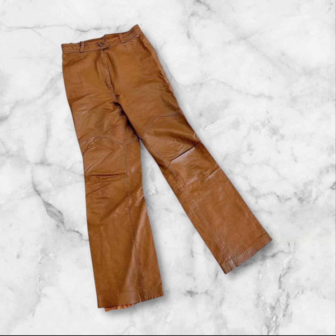 RIVER VALLEY レザーパンツ　9号　Mサイズ　ブラウン