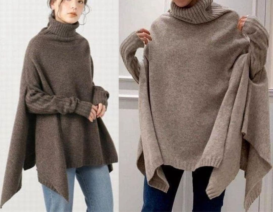 Plage プラージュ ポンチョ風 プルオーバーニット ブラウン フリー SIZE Plage