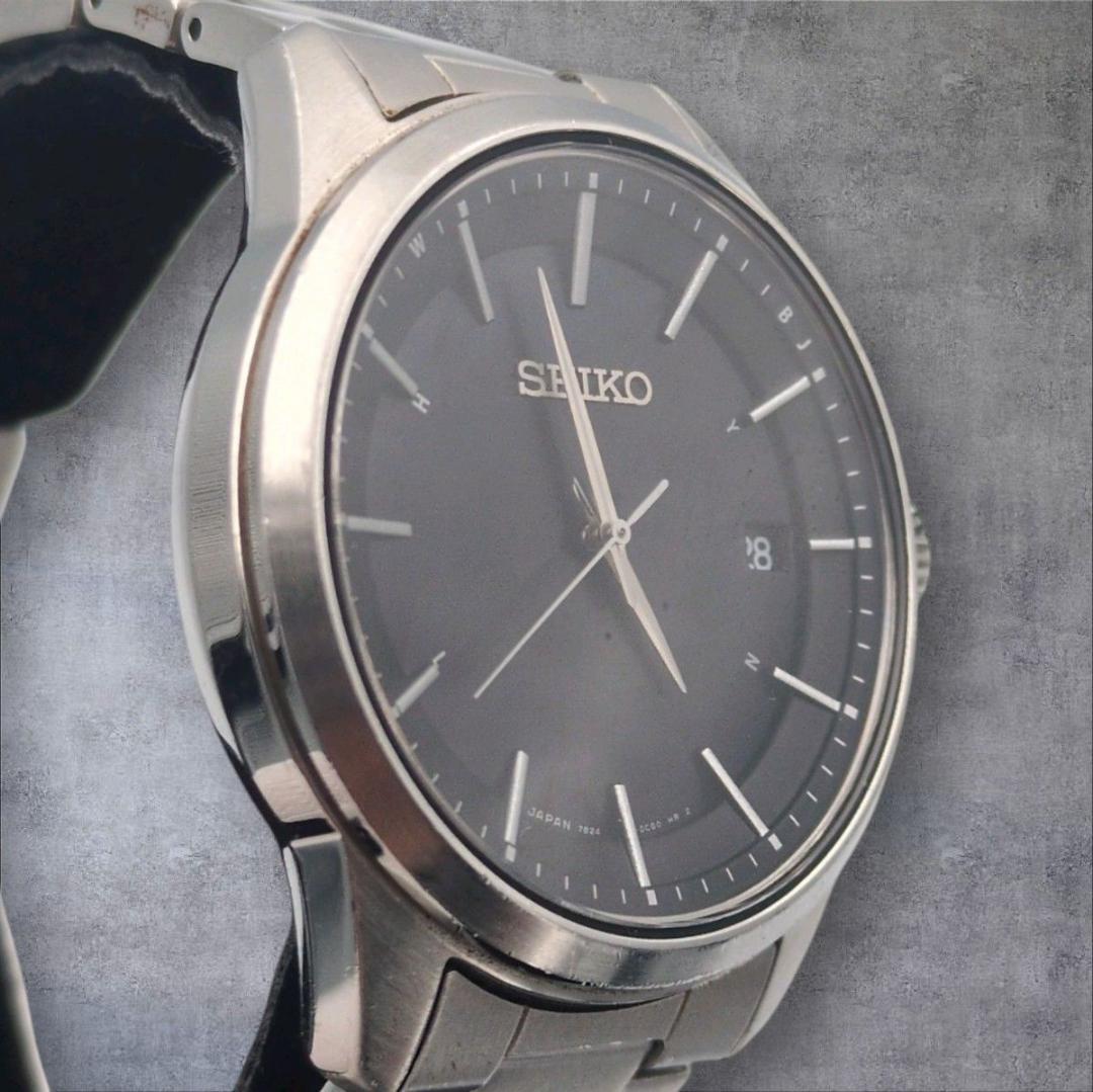 SEIKO セイコー 7B24-0BJ0 電波ソーラー 日本製 ブラック文字盤