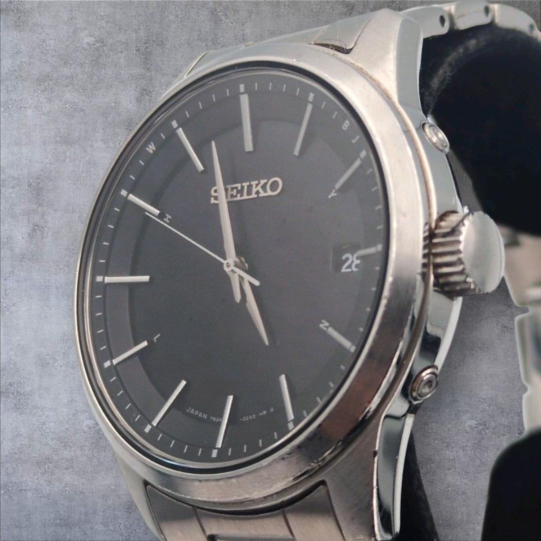 SEIKO セイコー 7B24-0BJ0 電波ソーラー 日本製 ブラック文字盤