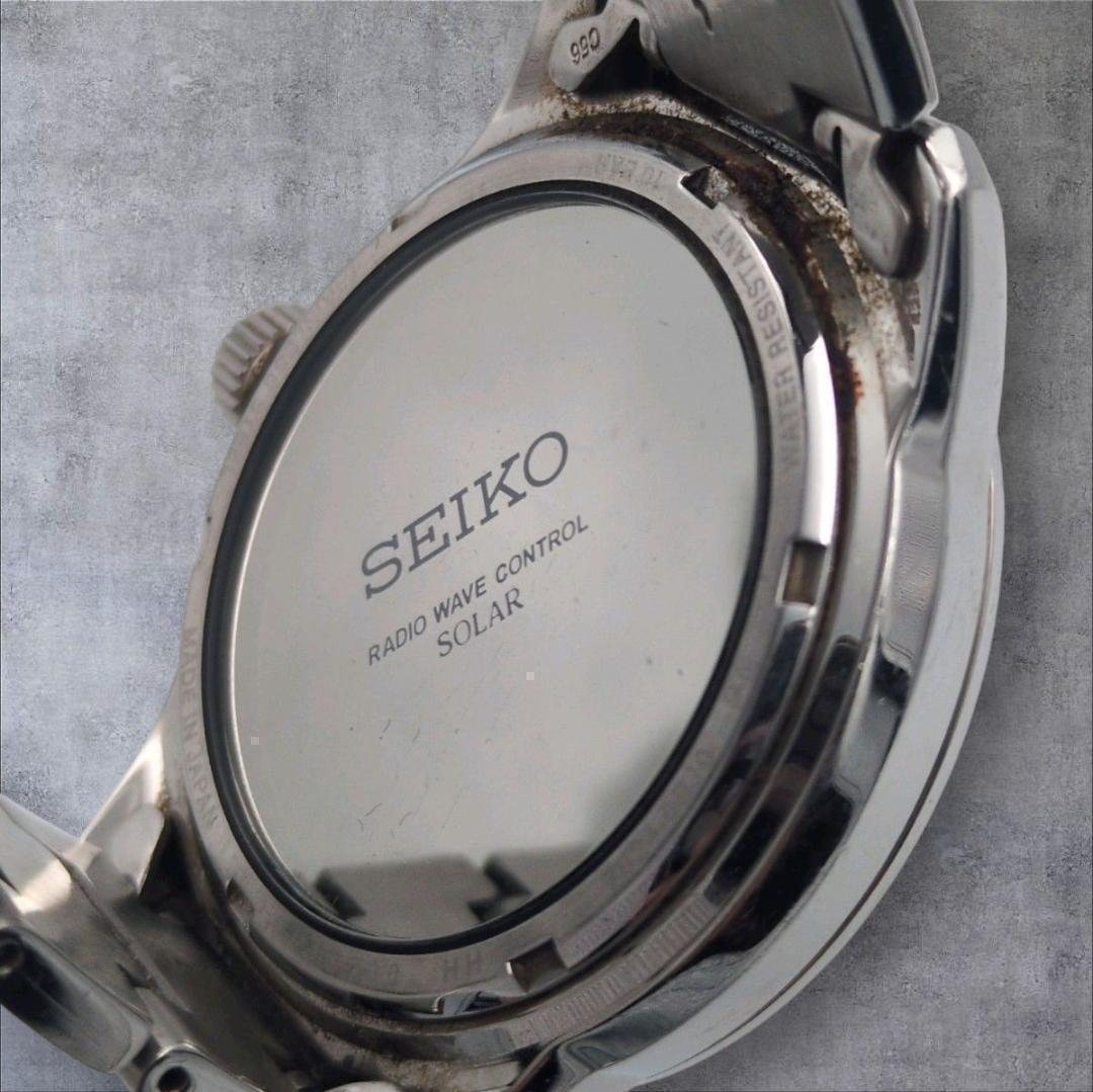 SEIKO セイコー 7B24-0BJ0 電波ソーラー 日本製 ブラック文字盤