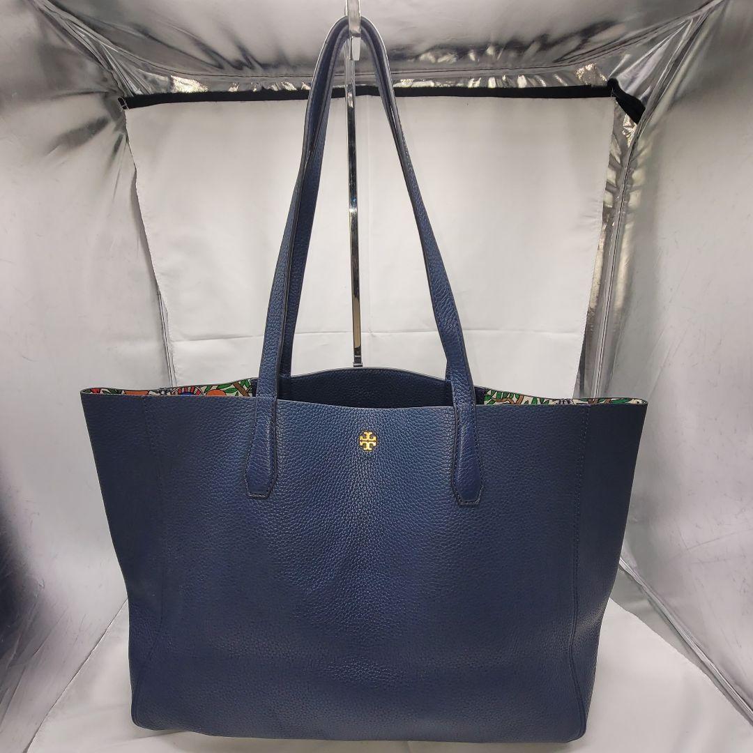 トートバッグ 本革　ネイビー　トリーバーチ
