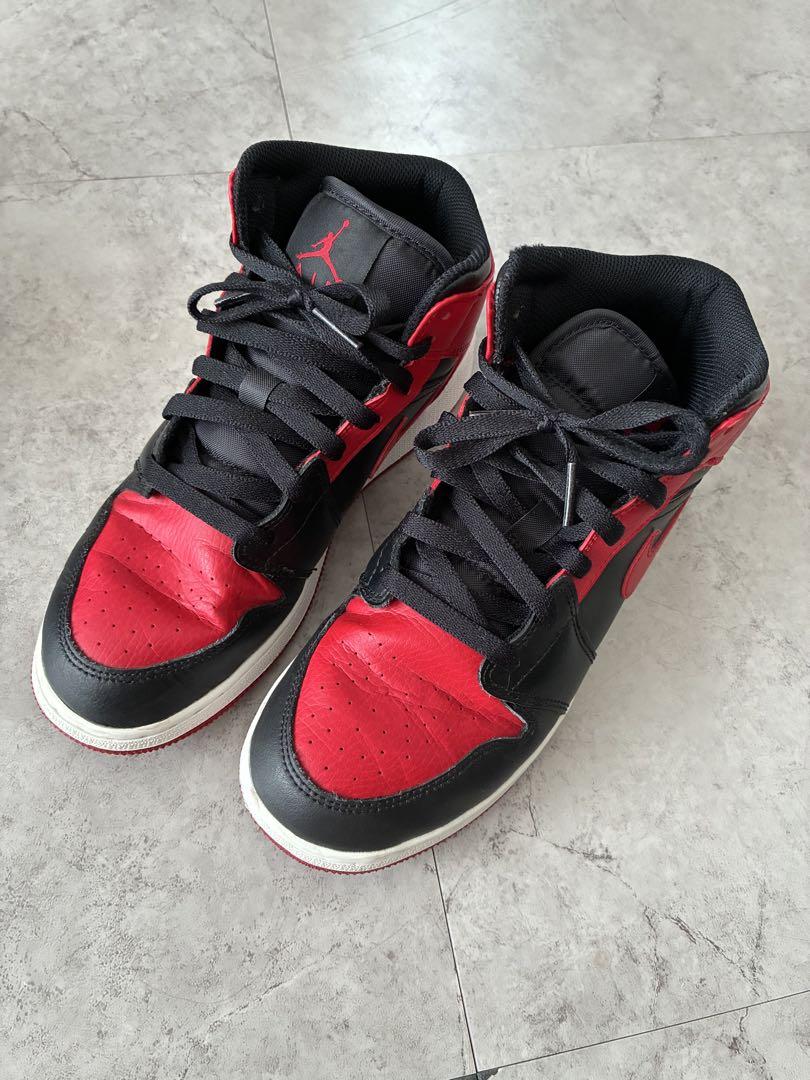 NIKE エアジョーダン1 ミドル　24.5 赤　黒