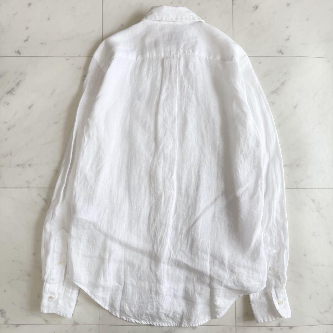 美品 ラルフローレン M相当 リネン100% レギュラーカラー 長袖