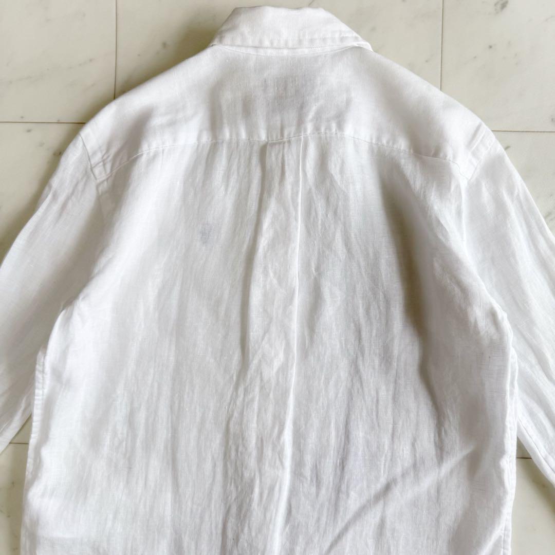 美品 ラルフローレン M相当 リネン100% レギュラーカラー 長袖