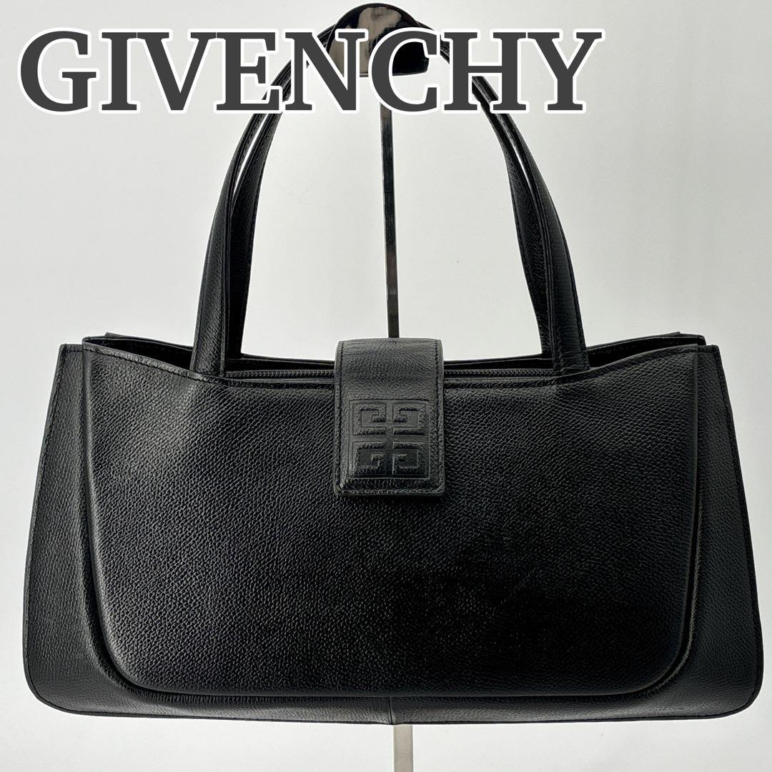GIVENCHY　ジバンシィ　ハンドバッグ　フォーマル　ロゴ　4G　レザー　黒 GIVENCHY 4Gロゴ 自立 ハンドバッグ フォーマル レザー