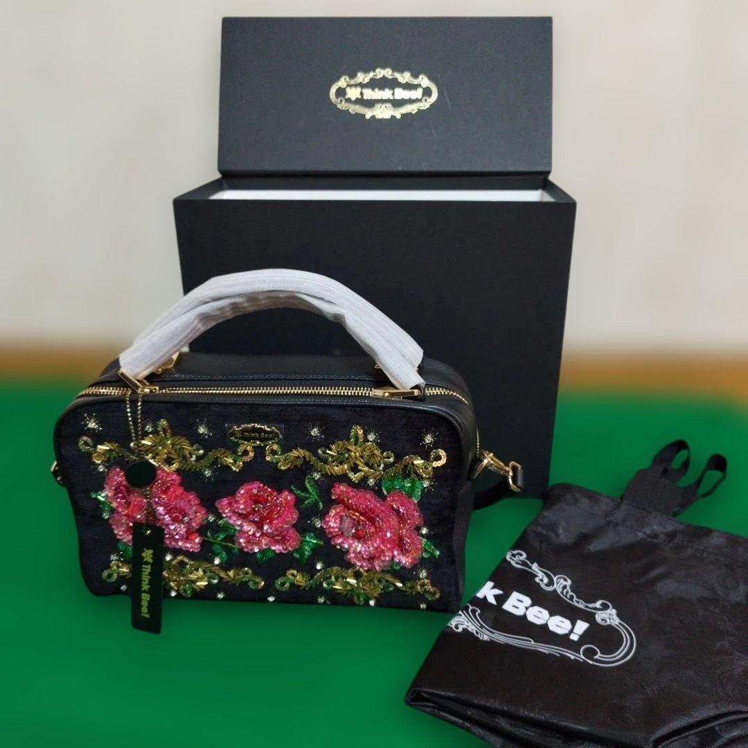 Think Bee! バラ柄刺繍 ハンドバッグ