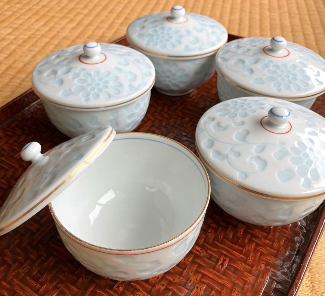 有田焼【華山窯】蓋付き湯呑5客セット