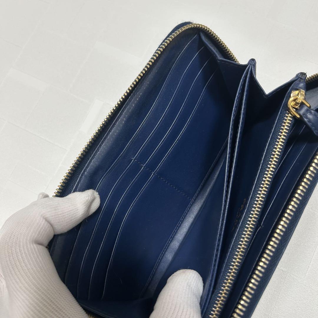 PRADA ネイビー エピ柄 長財布 PRADA プラダ エピレザー 長財布 ラウンドファスナー ネイビー