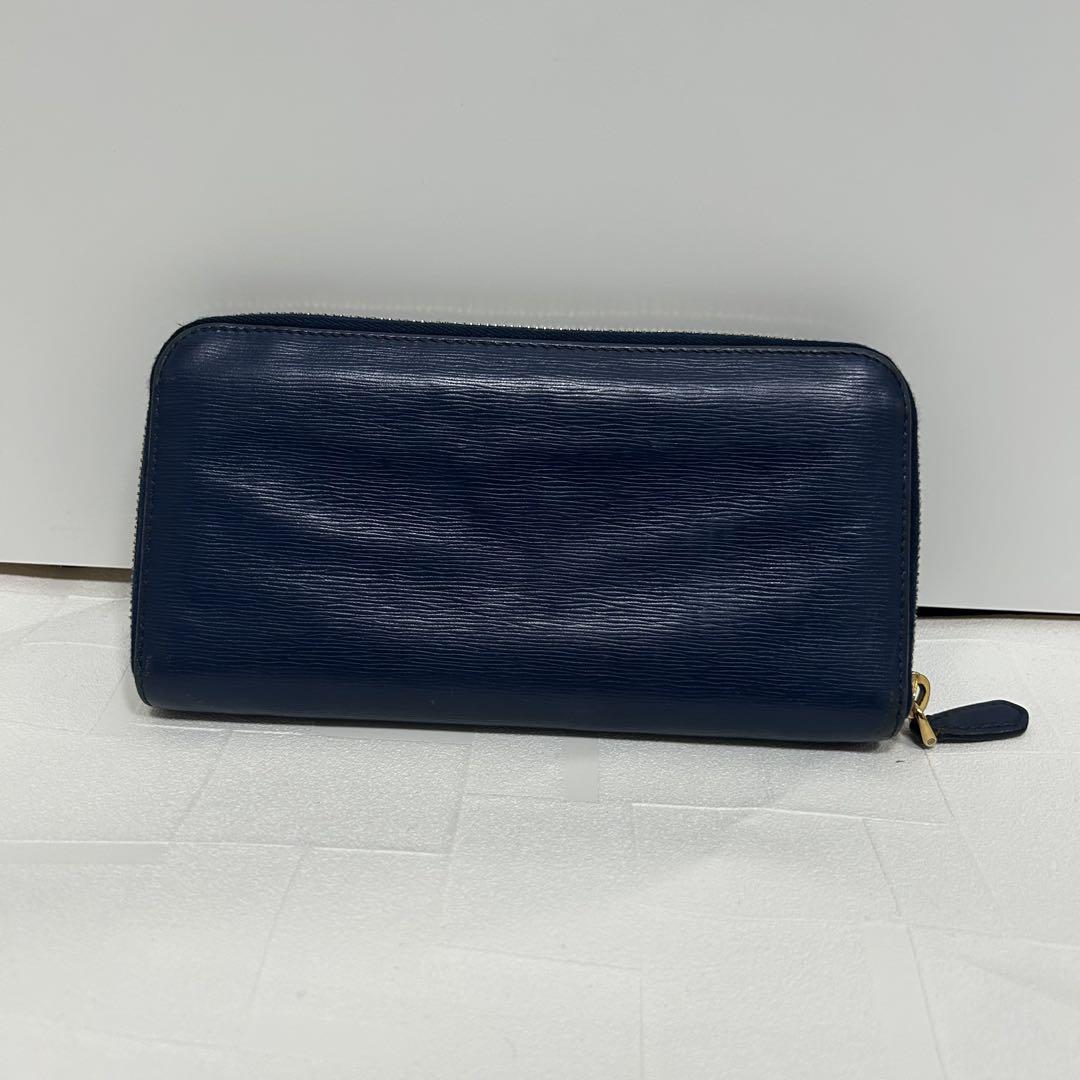 PRADA プラダ エピレザー 長財布 ラウンドファスナー ネイビー