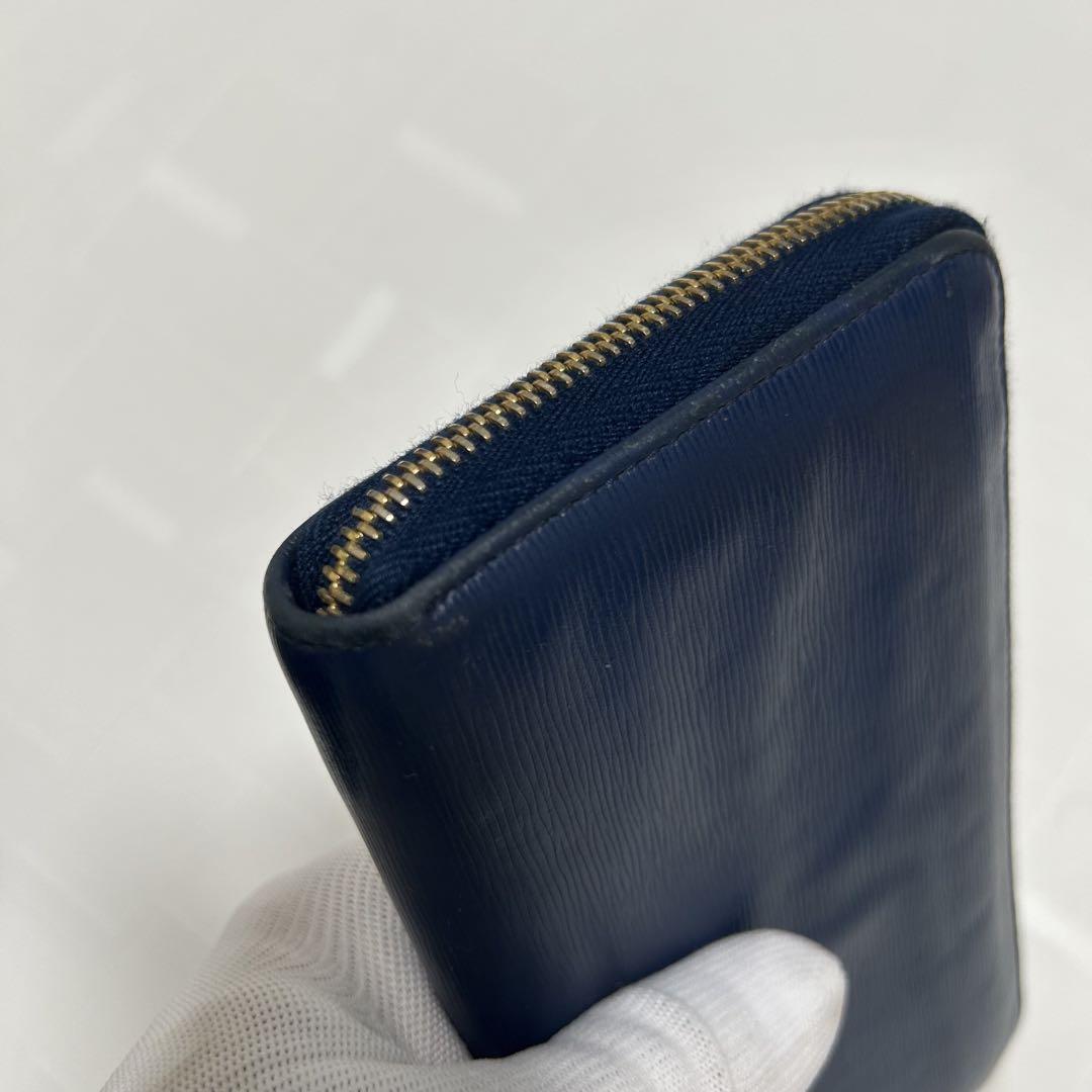 PRADA プラダ エピレザー 長財布 ラウンドファスナー ネイビー
