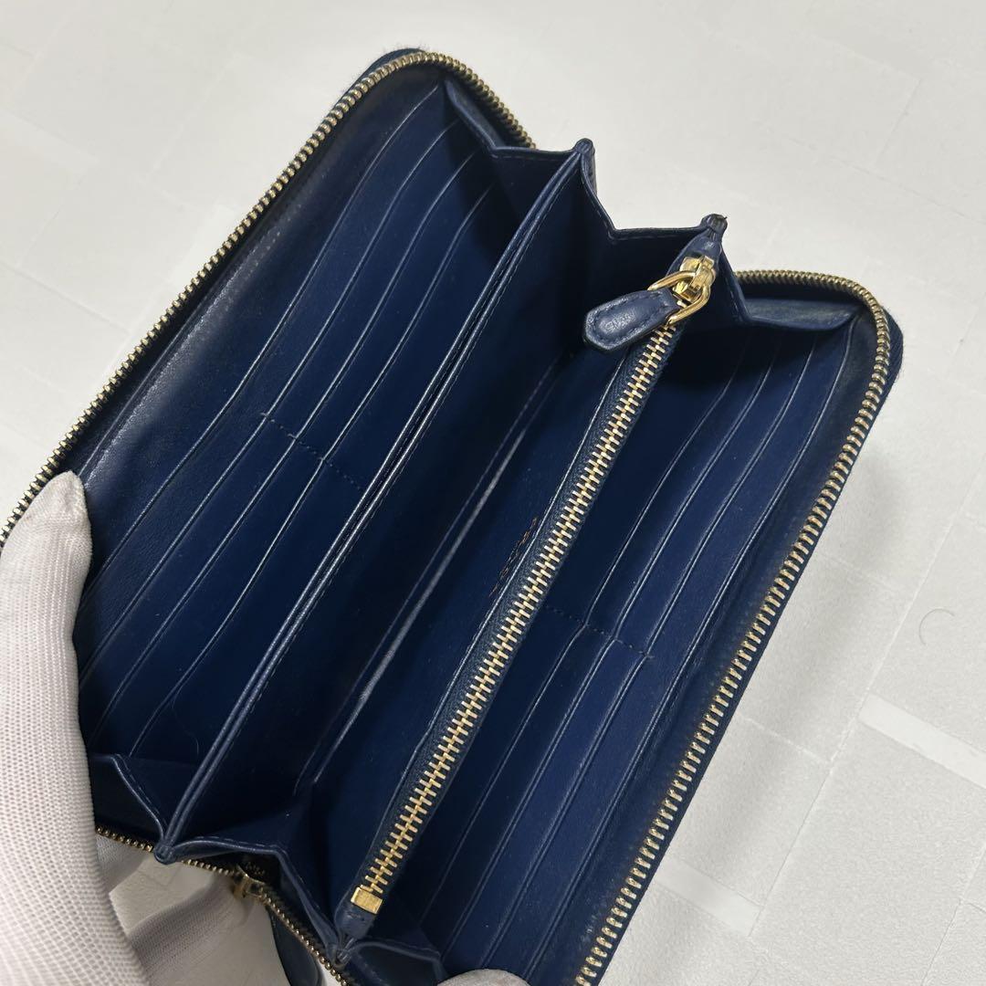 PRADA ネイビー エピレザー 長財布 PRADA プラダ エピレザー 長財布 ラウンドファスナー ネイビー