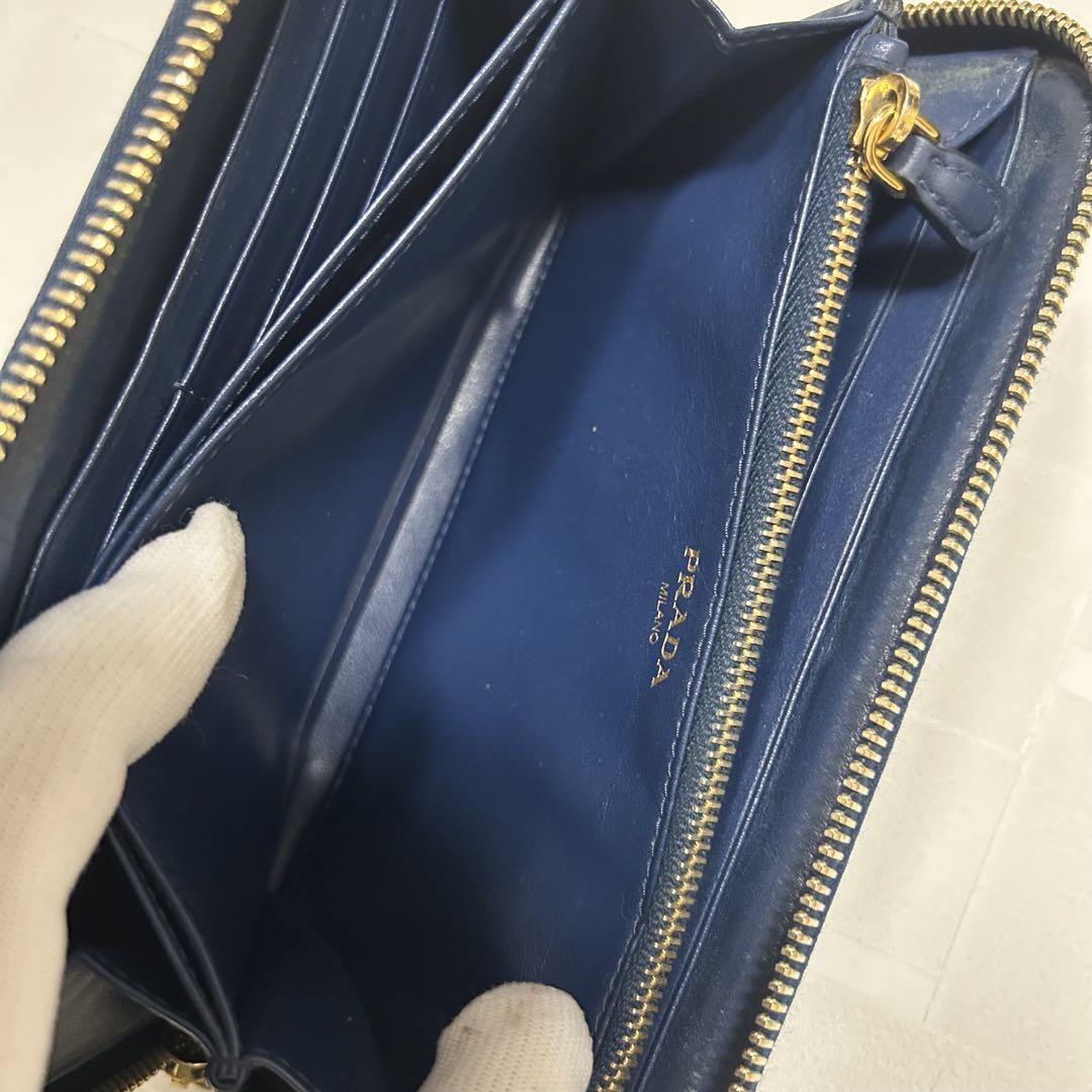 PRADA ネイビー エピレザー 長財布 PRADA プラダ エピレザー 長財布 ラウンドファスナー ネイビー