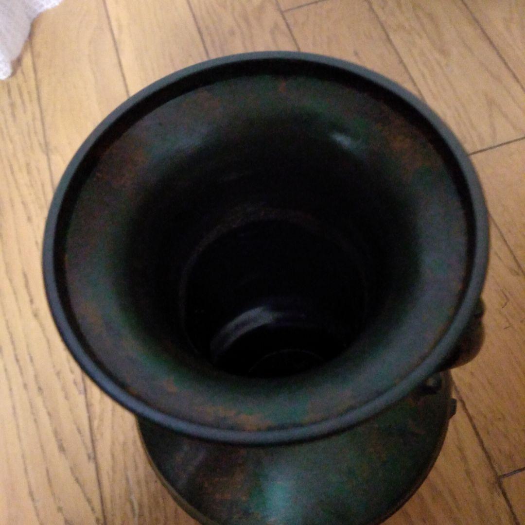 高岡銅器 峰雲 鋳銅製 双耳 双龍文獣耳 ＊花瓶 花器 インテリア 骨董 飾り壺