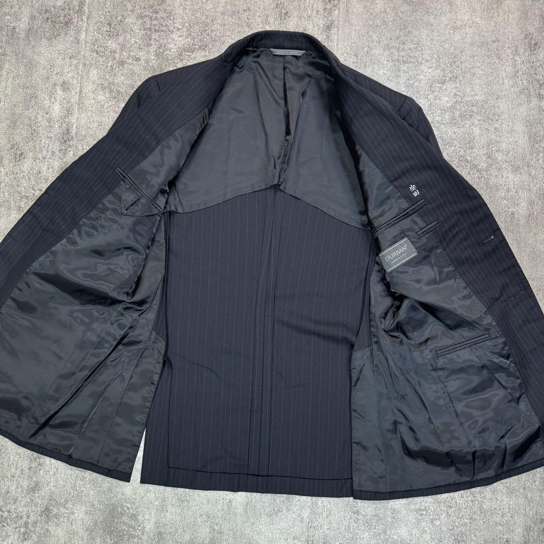 ダーバン/ D'URBAN メンズ セットアップ スーツ ネイビー×ストライプ