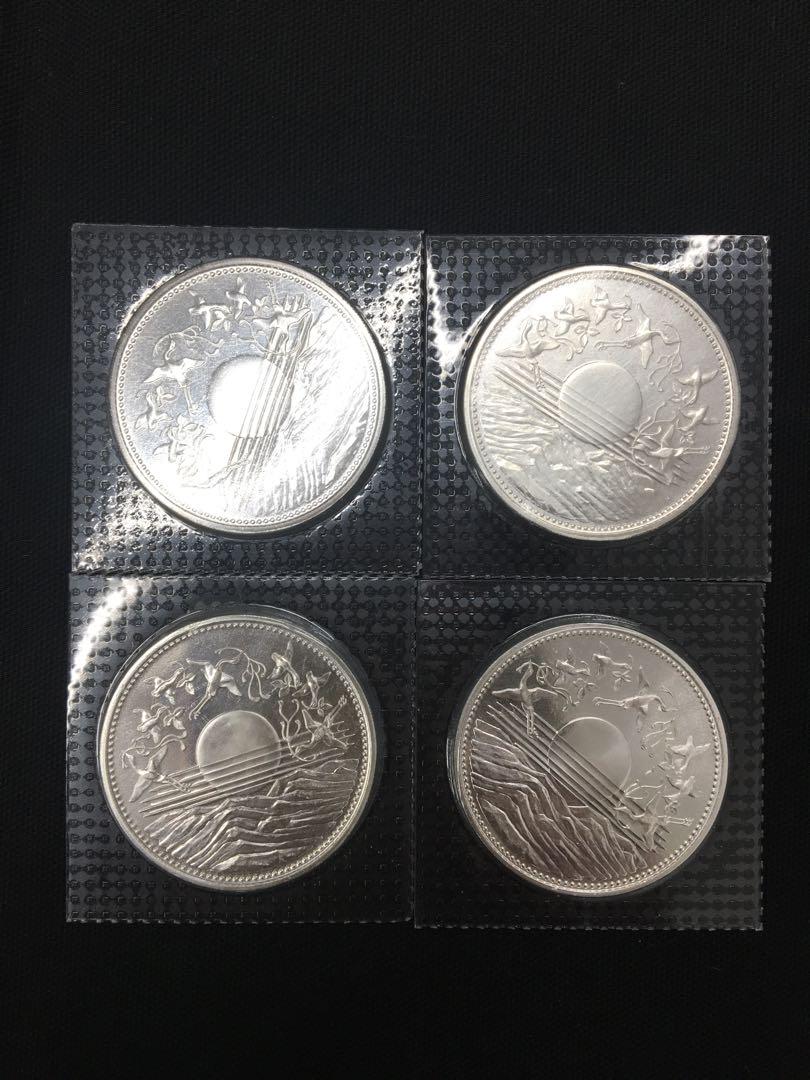 （未開封）プルーフ硬貨 天皇陛下在位60年記念硬貨一万円銀貨 プルーフ 4枚