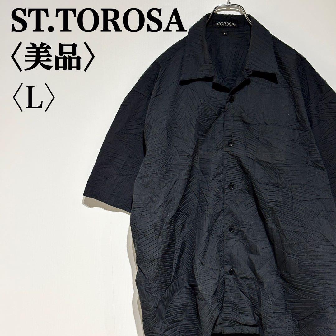 【美品】ST.TOROSA　日本制　半袖シャツ　しわ加工　メンズL