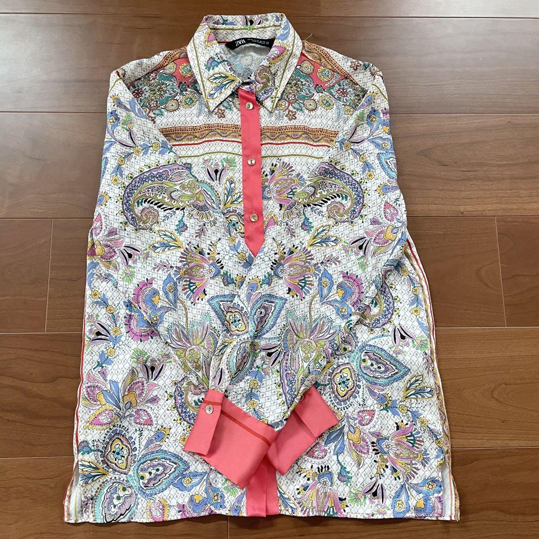 ZARA ザラ ペイズリー柄 長袖 シャツ ブラウス バンダナ 派手 花 ZARA ザラ ペイズリー柄 長袖 シャツ ブラウス バンダナ 派手 花