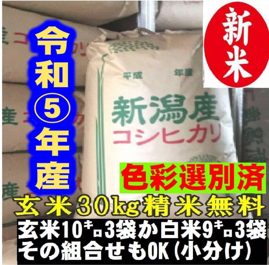 数量は多 新米・令和5年産 玄米新潟コシヒカリ30kg（10k×3）精米無料 ...