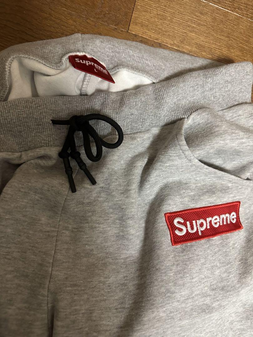 ボックスロゴ  supreme パンツ スエット　グレー