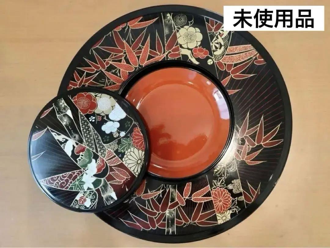 手巻き寿しチラシ寿司重箱/寿司桶 二段〈取り皿5枚付き〉蓋付き