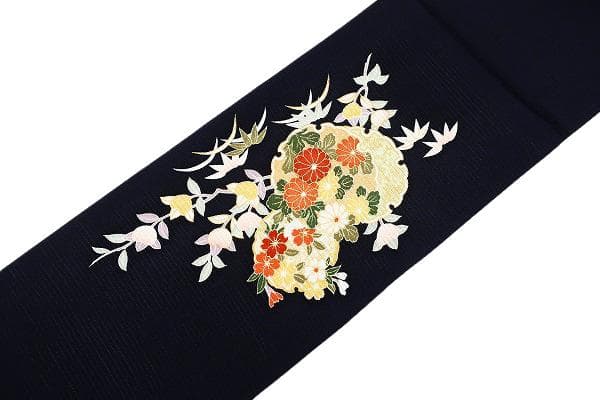 新品未使用品 名古屋帯 夏帯 夏 絽 黒 友禅染 吉祥文様 長さ3m74㎝ 正絹 新品未使用品 名古屋帯 夏帯 夏 絽 黒 友禅染 吉祥文様 長さ3m74㎝ 正絹