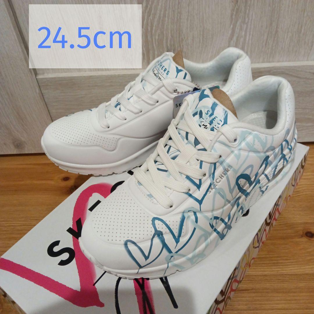 ☆新品未使用☆SKECHERS ハート柄 スニーカー ホワイト ブルー